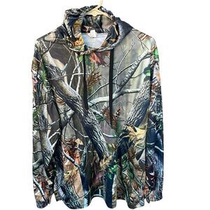 Pro One Camo Hoodie Shirt Mens Large Hunting Outdoor Kangaroo Pocket Green Brown